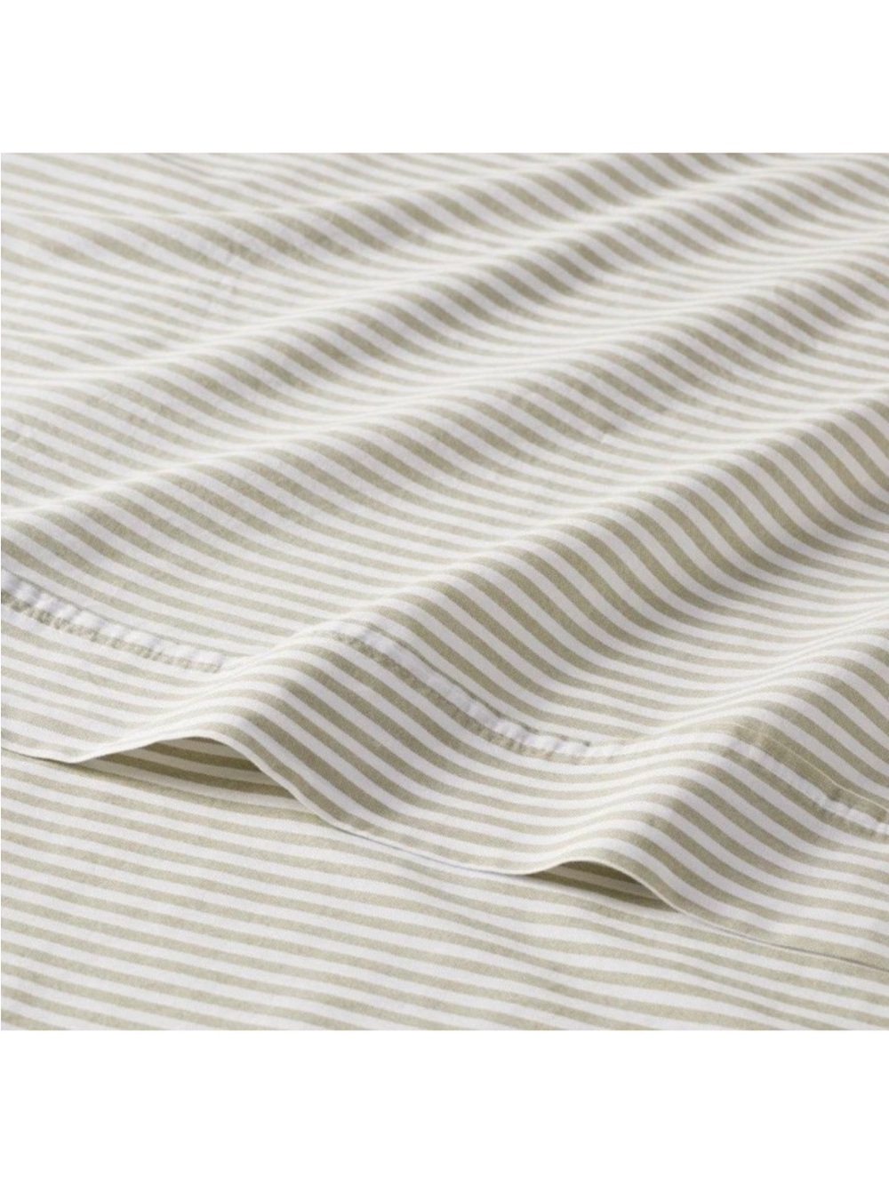 KING Organic Percale Cotton ~ Green & White Striped Sheet Set ~ 250TC